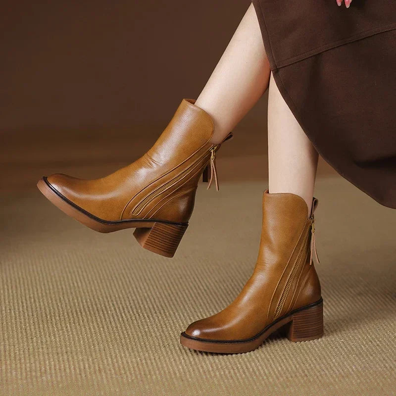 Marcy - Elegant Ankle Boots With Block Heels