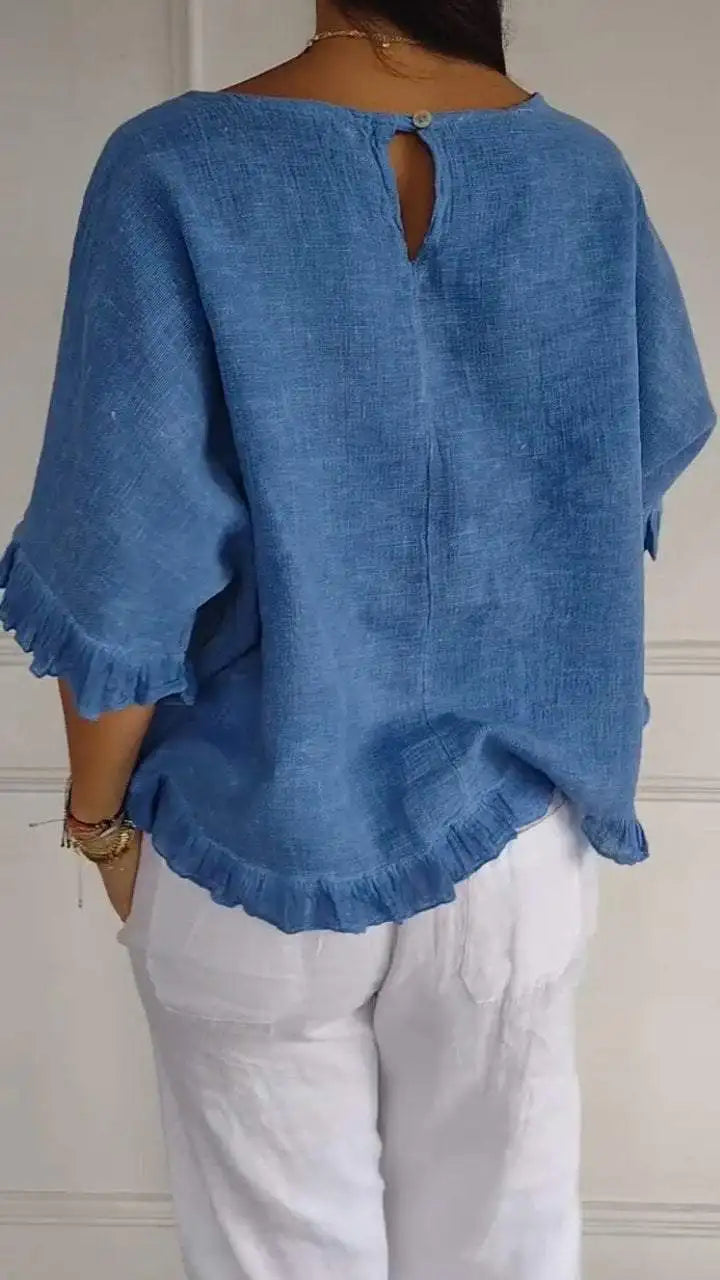Patsy - Round Neck Linnen Blouse