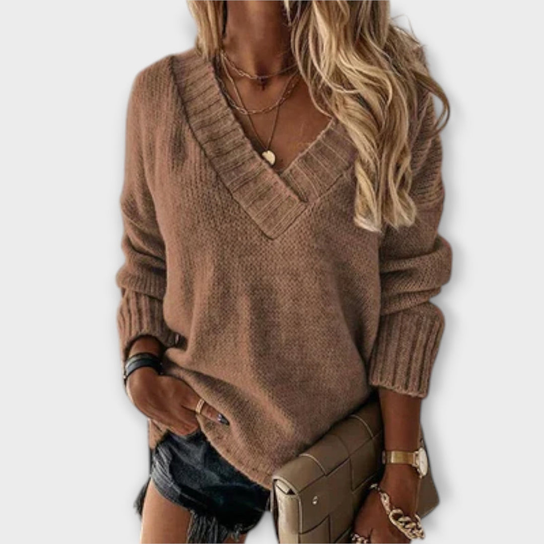 Jane - Comfortable V-Neck Knit Sweater