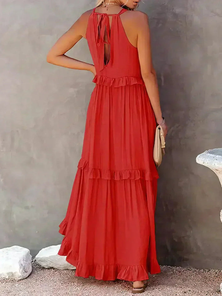 Hayley - Elegent Sleeveless Dress With Ruffle