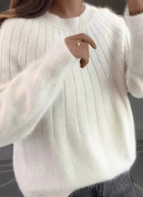 Shereen - Round Neck Fluffy Sweater