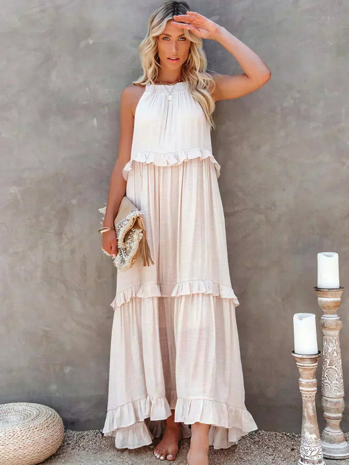 Hayley - Elegent Sleeveless Dress With Ruffle