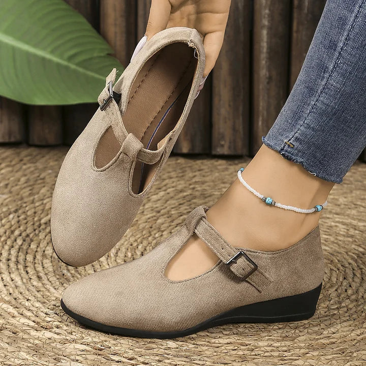 Nannie - Comfortable Orthopedic Moccasins With Buckle