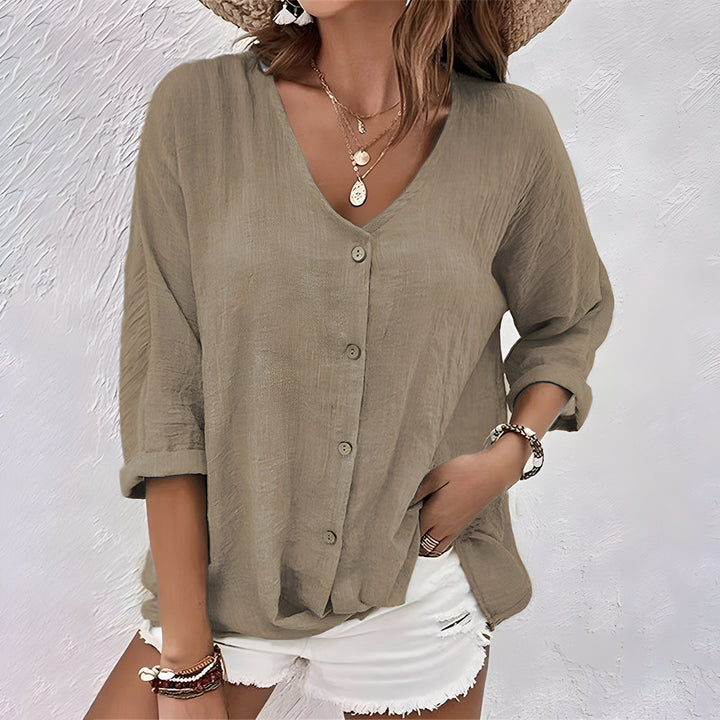 Asimoula - Elegant V Neck T Shirt