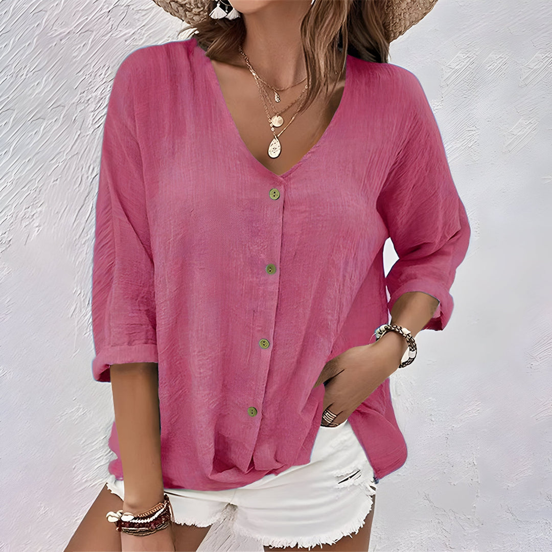 Asimoula - Elegant V Neck T Shirt